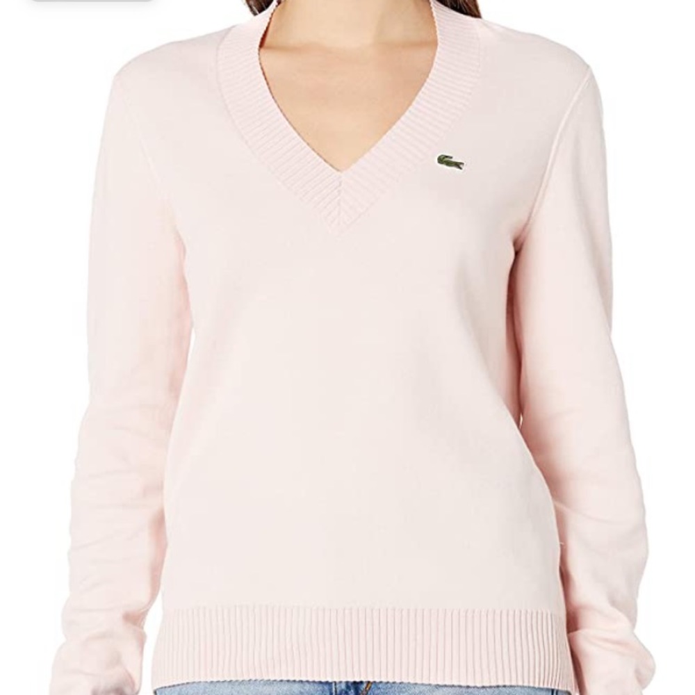 BNWT Lacoste Baby Pink V Neck Sweater